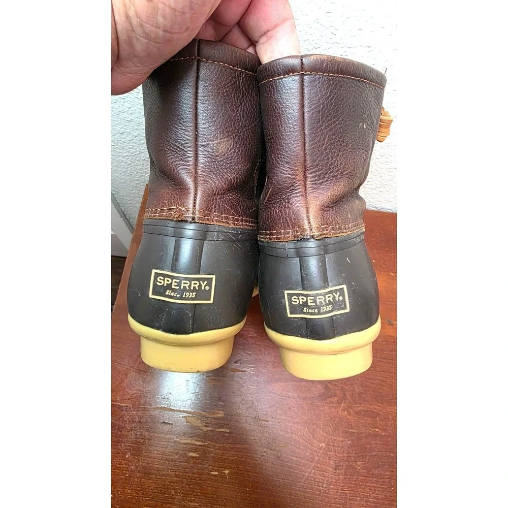 Sperry Women's Brown‎ Duck Rain Boots Size 9.5Waterproof Leather